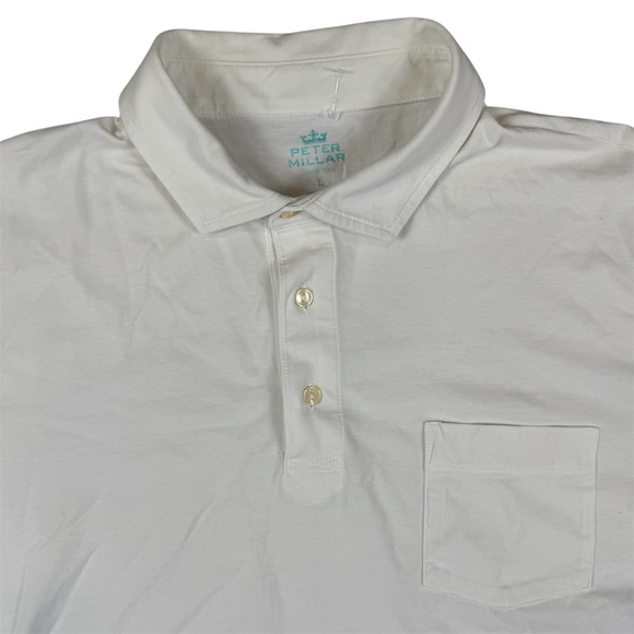 Peter Millar Golf Polo Pocket Shirt Performance Stretch Solid White Mens size L - Picture 1 of 6